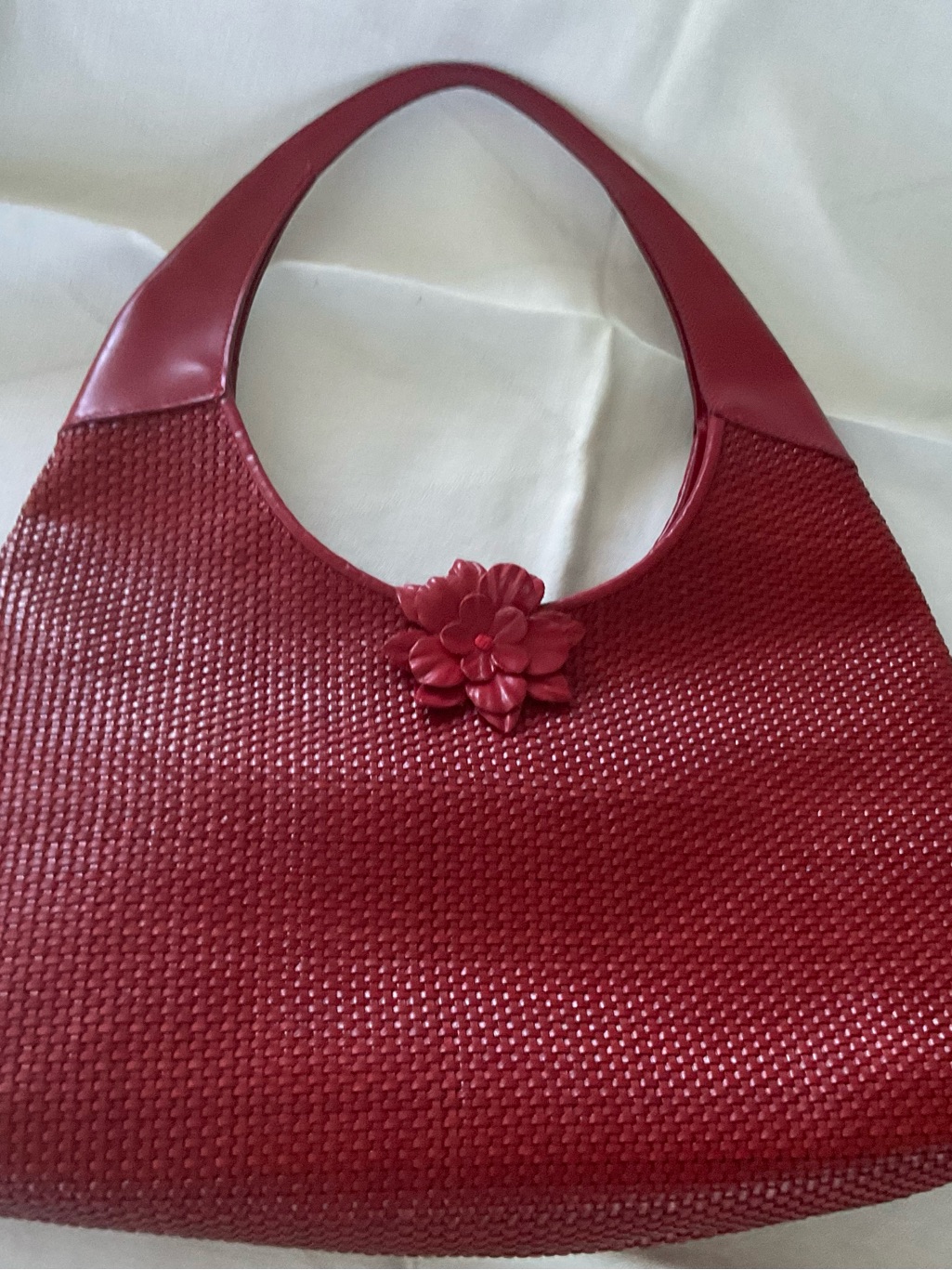 Paolo Masi Finest Woven Red Leather Shoulder Bag. New. Made In Italy